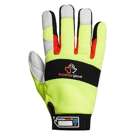 Leather Gloves, Goatskin, Shirred Slip-On Cuff, Wing Thumb, Green/White, XL, 1 PR