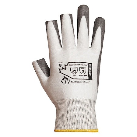 Coated Gloves, Polyurethane, Smooth, Palm, Not Rated Abrasion Level, White, 7 1 PR