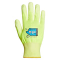 Hi-Vis Cut Resistant Coated Gloves, Cut Level A5 ,Dipped ,Polyurethane ,Smooth ,10 1 PR