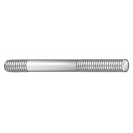 Double-End Threaded Stud, 5/16"-18 Thread to 5/16"-18 Thread, 4 in, Steel, Black Oxide, 2 PK