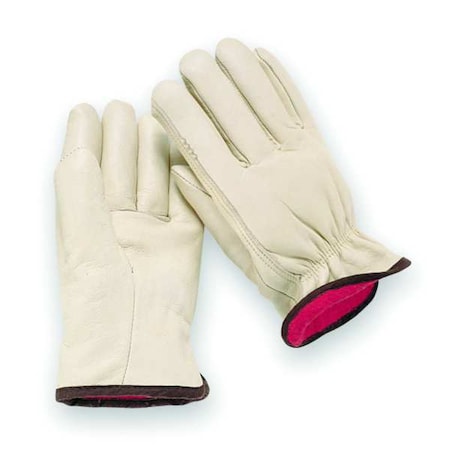 Leather Drivers Gloves, Cowhide, Shirred Slip-On, Straight Thumb, Gunn Cut, Beige, XL 1 PR