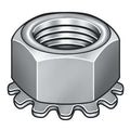 External Tooth Lock Washer Lock Nut, M4-0.70, Steel, Class 8, Zinc Plated, 4 3/32 mm Ht, 100 PK