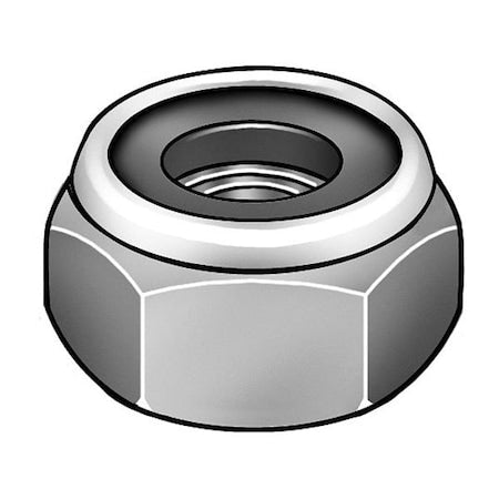 Nylon Insert Lock Nut, 1/4"-20, Steel, Grade 2, Zinc Plated, 3/8 in Ht, 100 PK