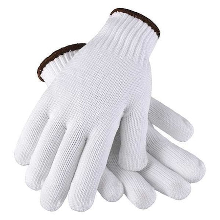 Knit Gloves, Polyester, None Uncoated, Knit, White, XL, 1 PR
