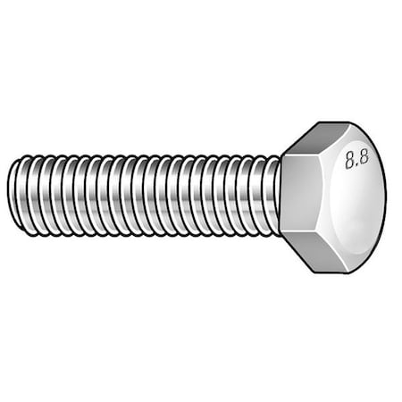 Class 8.8, M8-1.00 Hex Head Cap Screw, Zinc Plated Steel, 20 mm L, 50 PK