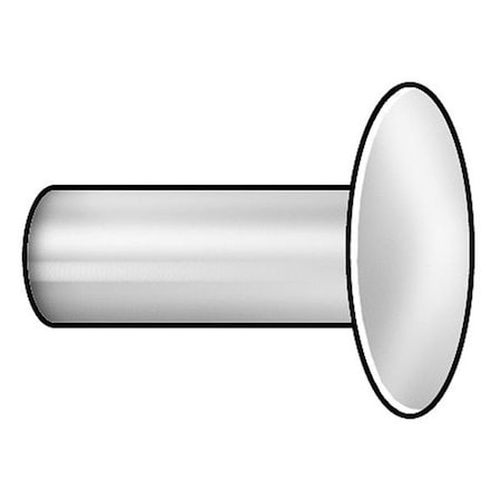 Solid Rivet, Round Head, 0.1875 in Dia., 0.25 in L, Steel Body, 255 PK