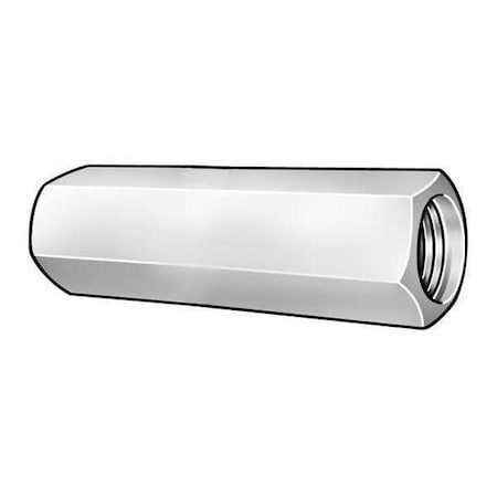 Coupling Nut, M12-1.75, Steel, Grade 2, Zinc Plated, 1-1/2 in Lg, 5/8 in Hex Wd, 10 PK