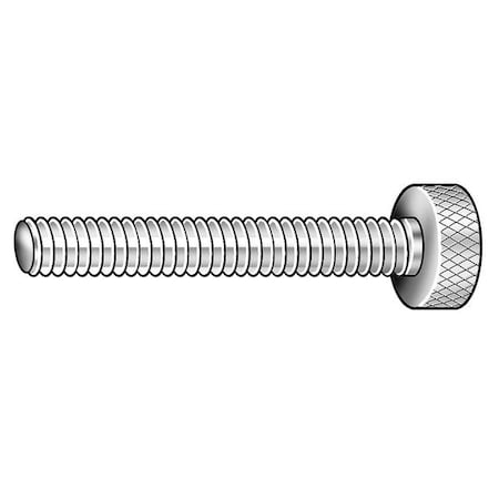 Thumb Screw, 1/4"-28 Thread Size, Round, Black Oxide Steel, 7/32 in Head Ht, 1 1/2 in Lg