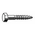 Lag Screw, 1/4 in, 2-1/2 in, Steel, Zinc Plated Hex External Hex Drive, 100 PK