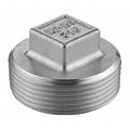 1-1/4 in 304 Stainless Steel Square Head Plug, MNPT, Class 150, 300 psi Max Pressure