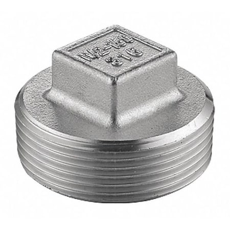 1-1/4 in 304 Stainless Steel Square Head Plug, MNPT, Class 150, 300 psi Max Pressure