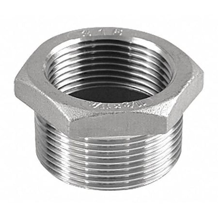 Hex Bushing, 1-1/2 in x 1-1/4 in, 304 Stainless Steel, Male x Female NPT, Class 150