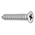Sheet Metal Screw, #10 x 3 in, Plain 18-8 Stainless Steel Flat Head Phillips Drive, 100 PK