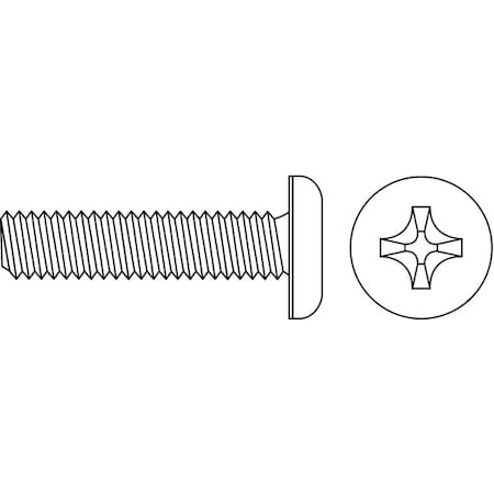 #6-32 x 3/16 in Phillips Pan Machine Screw, Zinc Plated Steel, 100 PK