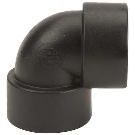 90 Degree Elbow, Polypropylene, 1-1/2", Schedule 80, 300 psi Max Pressure