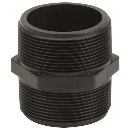 Hex Nipple, 2 in MNPT x 2 in MNPT, Schedule 80, 300 psi Max, -20 to 150 Degrees F