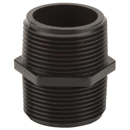 Hex Nipple, Polypropylene, 1-1/4", Schedule 80, 300 psi Max Pressure
