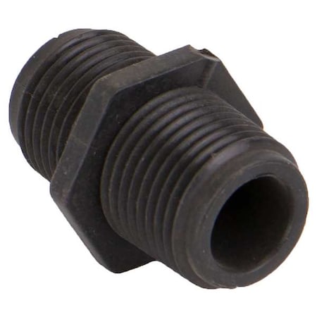 Hex Nipple, Polypropylene, 3/8", Schedule 80, 300 psi Max Pressure