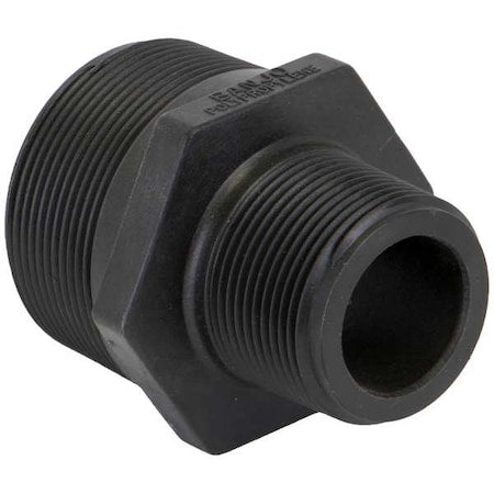 Reducing Nipple, Polypropylene, 2" x 1-1/4", Schedule 80, 300 psi Max Pressure