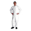 Serged Seams. Standard Collar. Set Sleeve Design. Elastic Wrists and Ankles. Zipper Closure. White. XL