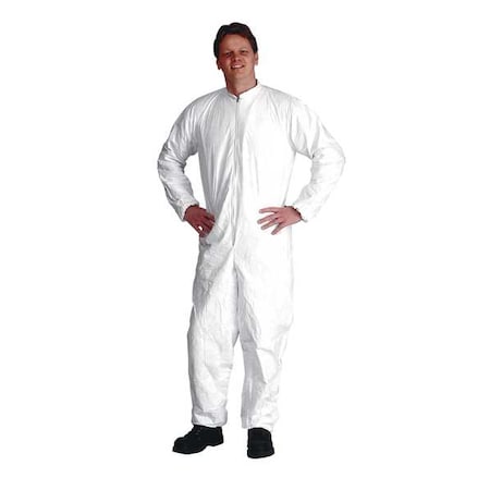 Serged Seams. Standard Collar. Set Sleeve Design. Elastic Wrists and Ankles. Zipper Closure. White. XL
