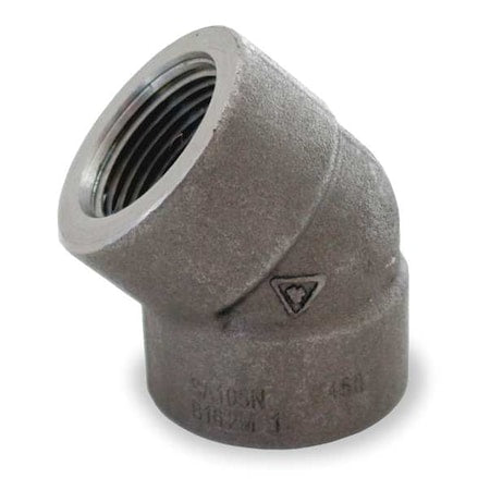 45 Degree Elbow 45 Degree Elbow, 3/4" Pipe, FNPT, Black Forged Steel, Class 3000