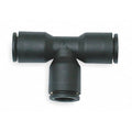 Push-Fit Tee Fitting, 16mm Tube Size, Brass, Fiberglass-Reinforced Nylon, Black