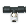 Push-Fit Tee Fitting, 16mm Tube Size, Fiberglass-Reinforced Nylon, Black
