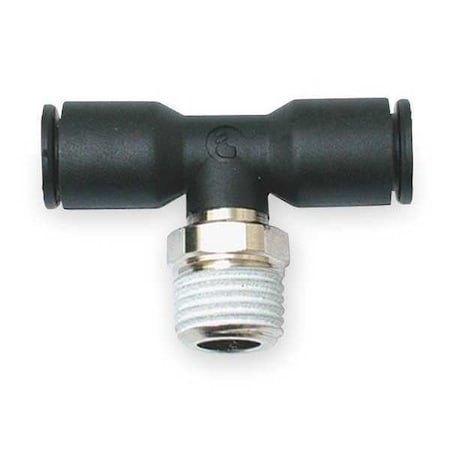 Push-Fit Tee Fitting, 16mm Tube Size, Fiberglass-Reinforced Nylon, Black
