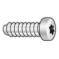 Thread Cutting Screw, M2 x 10 mm, Trivalent Clear Chromate, Zinc Steel Pan Head Torx Drive, 25 PK