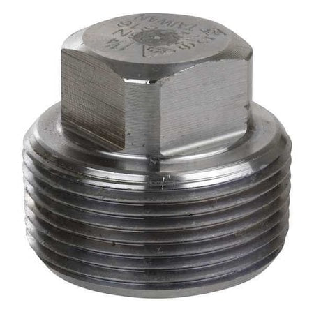 1/4 in. 304 Stainless Steel Square Head Plug, MNPT, Class 3000