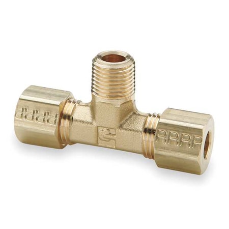 1/2" Compression x 3/8" MNPT Brass Branch Tee 10PK