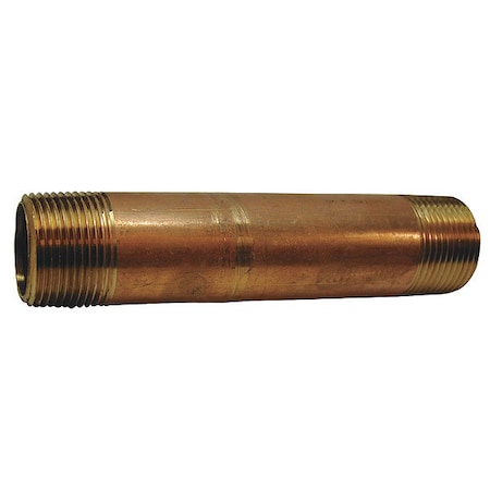 1/4" MNPT x 6" TBE Red Brass Pipe Nipple Sch 40
