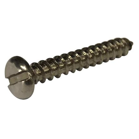 Sheet Metal Screw, #10 x 1 in, Plain 18-8 Stainless Steel Pan Head Slotted Drive, 100 PK
