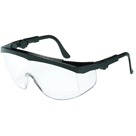 Safety Glasses, Spirit, Anti-Scratch, Adjustable Temples, Side Protection, Black Frame, Clear Lens