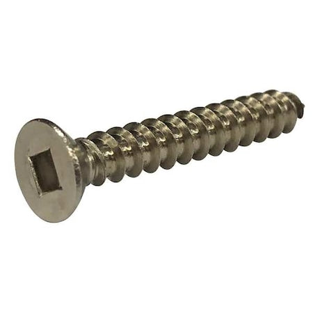 Sheet Metal Screw, #10 x 2 in, Plain 18-8 Stainless Steel Flat Head Square Drive, 50 PK