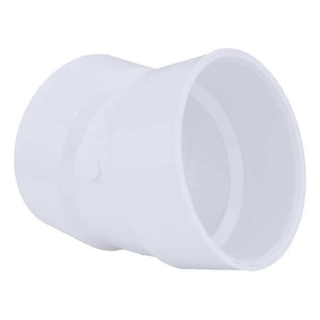 PVC 22-1/2 Degree Elbow, Hub, 4 in Pipe Size