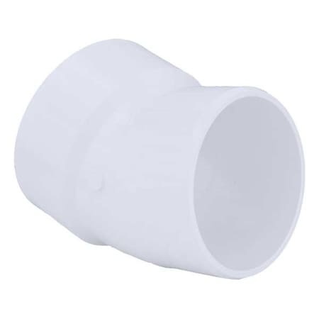 PVC 22-1/2 Degree Elbow, Hub x Spigot, 4 in Pipe Size