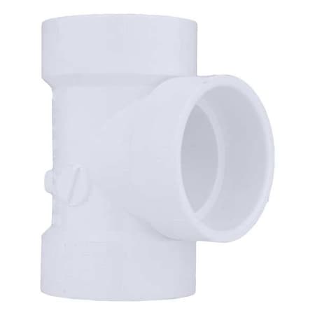 PVC Vent Tee, Hub, 1-1/2 in Pipe Size
