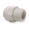 Push-Fit Adapter Fitting, 1/4 in Tube Size, Polypropylene, White, 10 PK