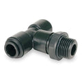 Push-Fit Tee Fitting, 5/32 in Tube Size, Acetal, Black, 10 PK
