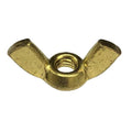 Wing Nut, 1/2"-13, Brass, Plain, 1 in Ht, 1-15/16 in Max Wing Span, 5 PK