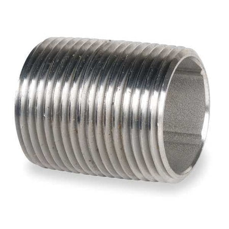 1/4" MNPT x 7/8" TBE Stainless Steel Close Pipe Nipple Sch 40, Thread Type: NPT