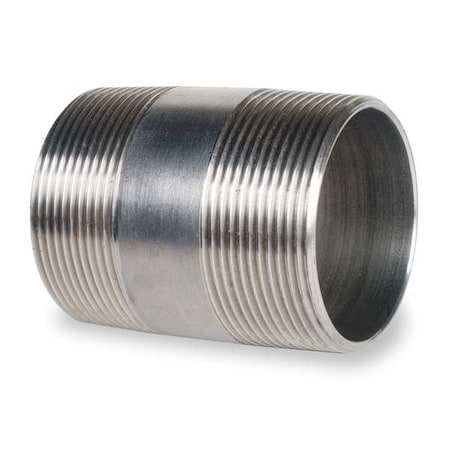 2" MNPT x 2-1/2" TBE Stainless Steel Pipe Nipple Sch 40, Thread Type: NPT