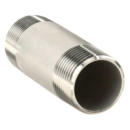 2" MNPT x 12" TBE Stainless Steel Pipe Nipple Sch 40, Thread Type: NPT