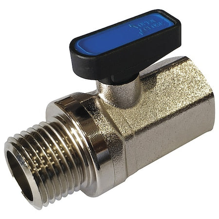 1/4" FNPT x MNPT Nickel Brass Mini Ball Valve Inline