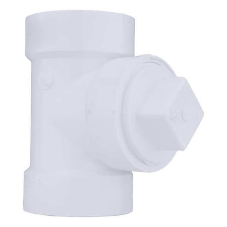 PVC Cleanout Tee with Plug, Hub x Hub x FNPT, 2 in Pipe Size