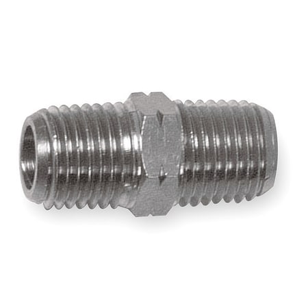 Hex Conversion Nipple Chrome Plated Brass Hex Conversion Nipple, 1/4 in Male NPT X 1/4 in Male BSPP