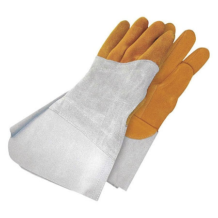 Gander Brand Welding Gloves, Gauntlet Cuff, Straight Thumb, Premium Deerskin, S, 1 PR