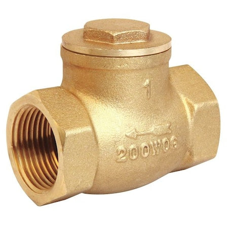 Swing Check Valve, Inline, 3/4 in, FNPT x FNPT, Brass Body